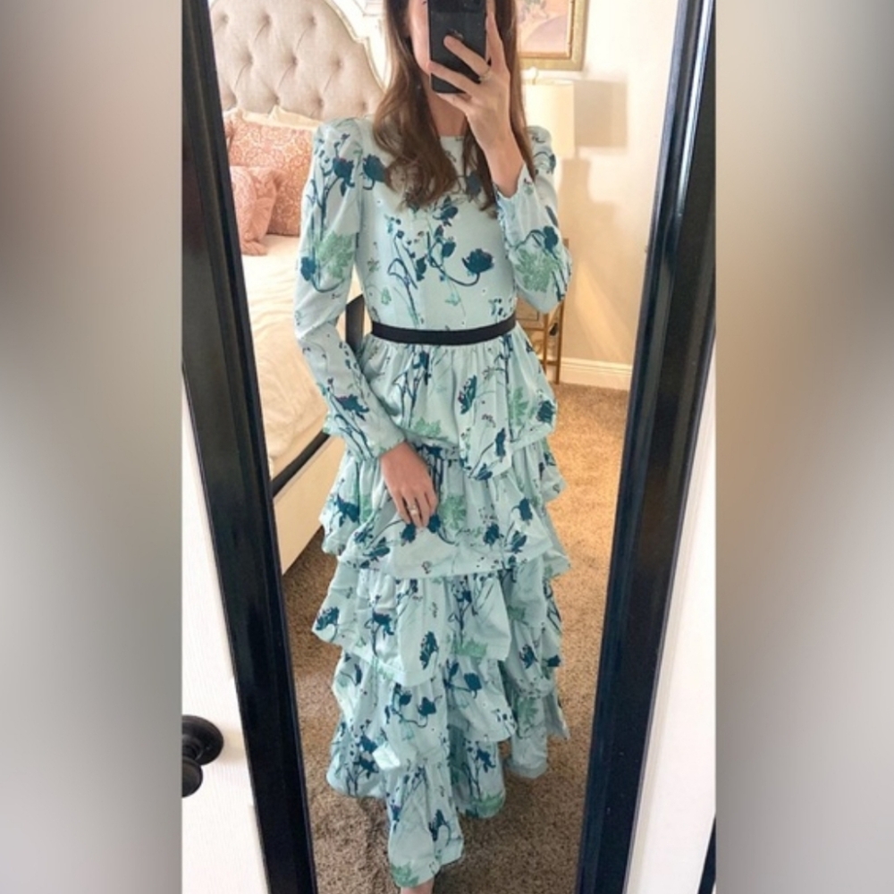 Tuckernuck Indigo Blue Botanical Tory Tiered Dress XXXL - Picture 2 of 10